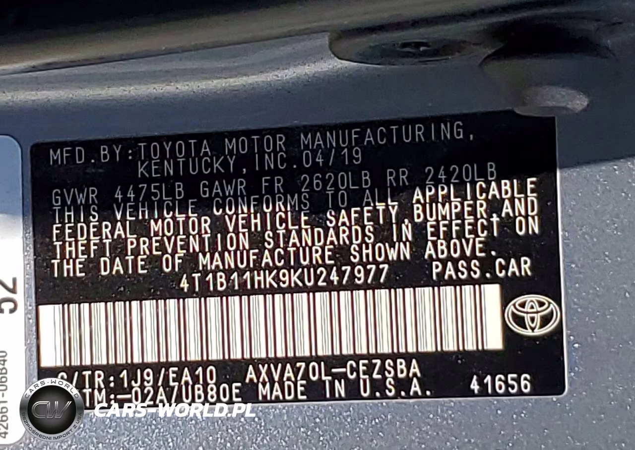 2019 Toyota Camry Se VIN:4T1B11HK9KU247977 - 12