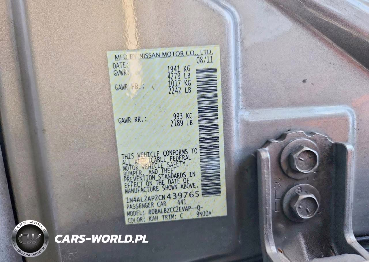 2012 Nissan Altima 2.5 VIN:1N4AL2AP2CN439765 - 12