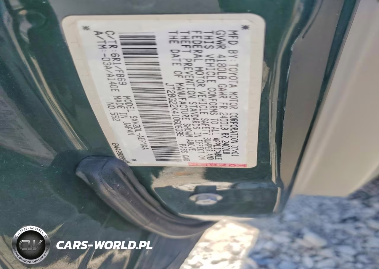 2001 Toyota Camry Le VIN:JT2BG22K410606099 - 12