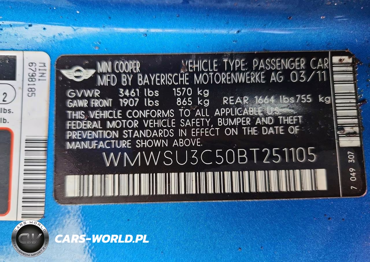 2011 Mini Cooper VIN:WMWSU3C50BT251105 - 12
