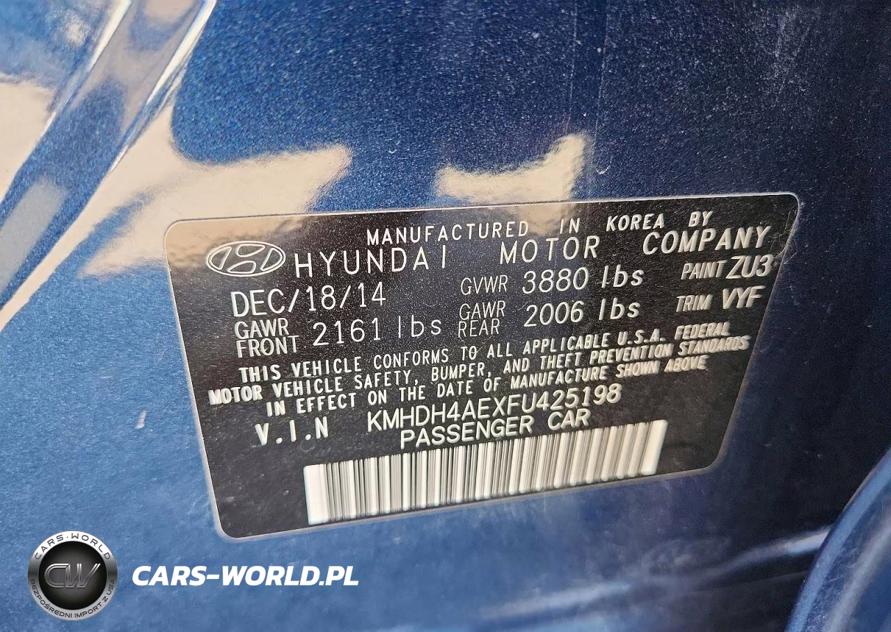 2015 Hyundai Elantra Limited VIN:KMHDH4AEXFU425198 - 13