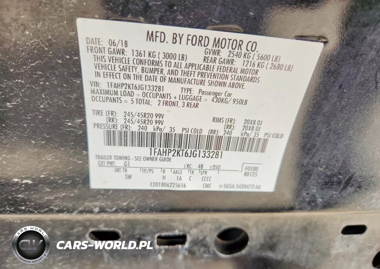 2018 Ford Taurus Sho VIN:1FAHP2KT6JG133281 - 12