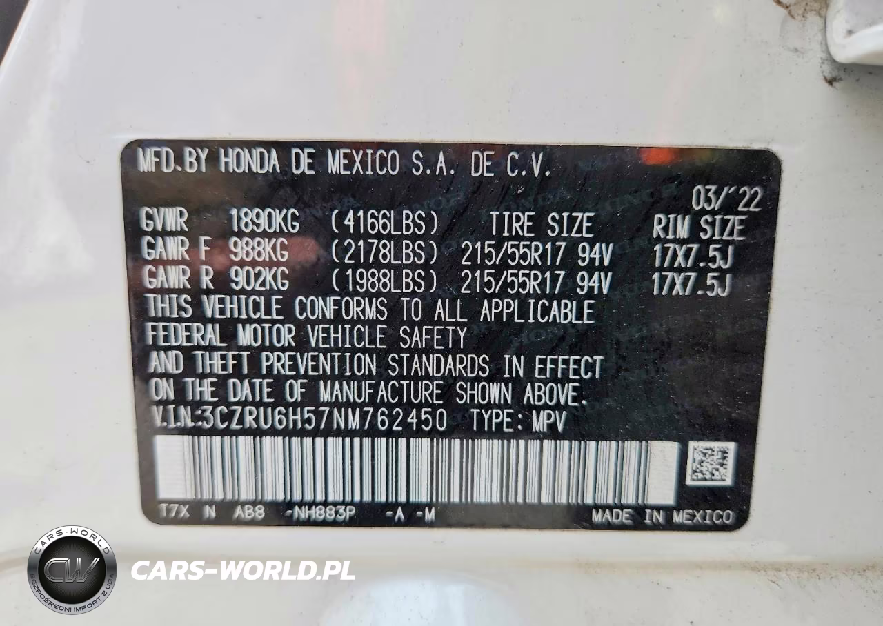 2022 Honda Hr-V Ex VIN:3CZRU6H57NM762450 - 13