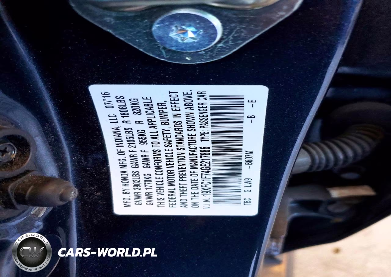 2016 Honda Civic Exl VIN:19XFC1F74GE217886 - 12
