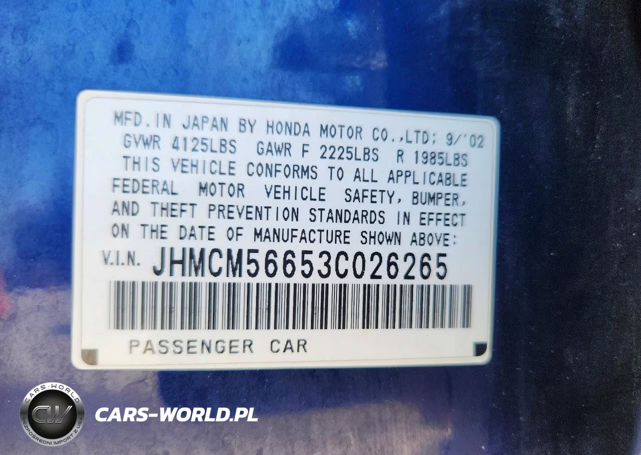 2003 Honda Accord Ex VIN:JHMCM56653C026265 - 12
