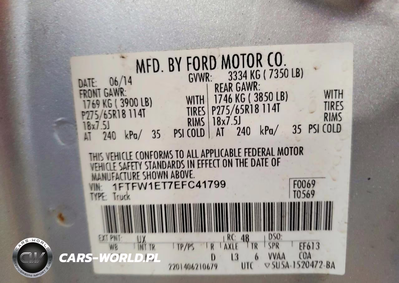 2014 Ford F150 Supercrew VIN:1FTFW1ET7EFC41799 - 12