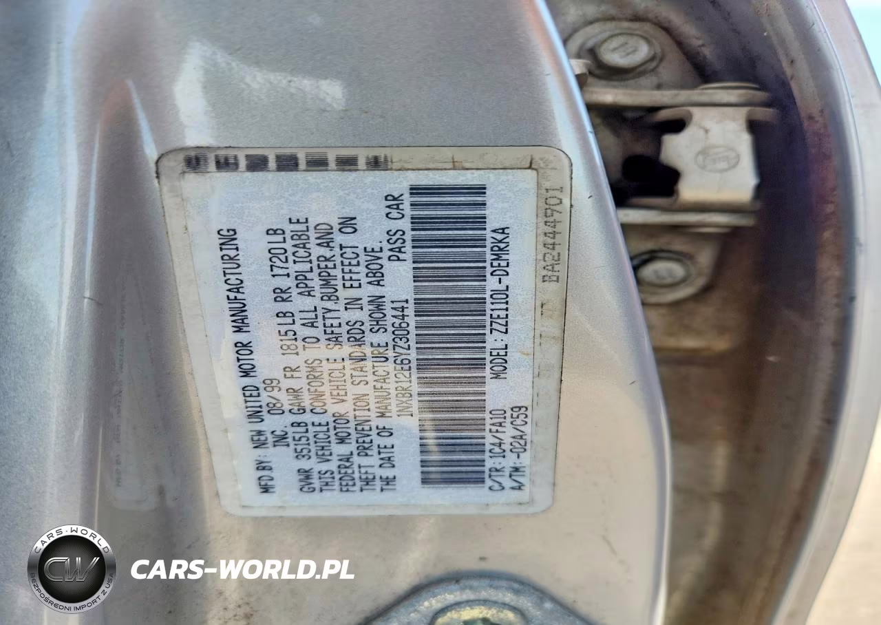 2000 Toyota Corolla Ve VIN:1NXBR12E6YZ306441 - 12