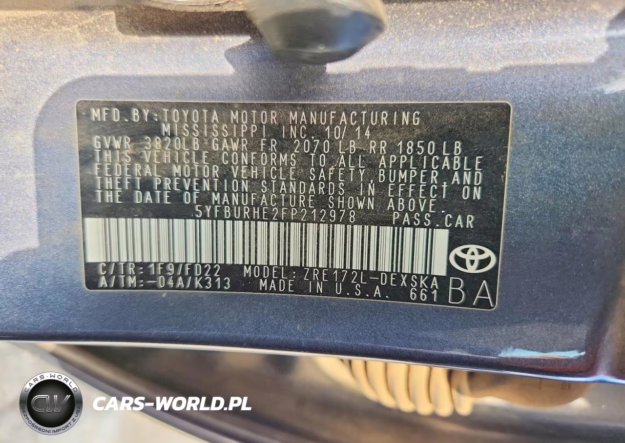 2015 Toyota Corolla S Plus VIN:5YFBURHE2FP212978 - 12