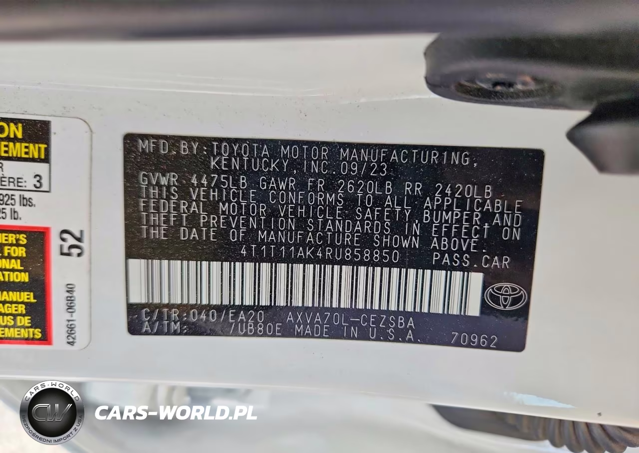 2024 Toyota Camry Se VIN:4T1T11AK4RU858850 - 12