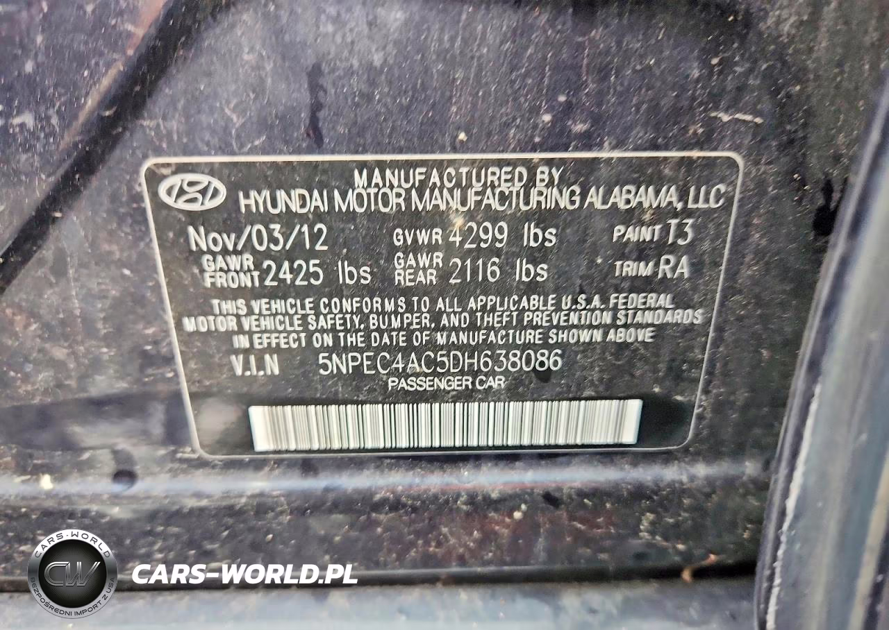 2013 Hyundai Sonata Limited VIN:5NPEC4AC5DH638086 - 12