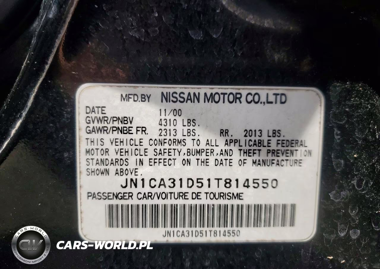 2001 Nissan Maxima Gxe VIN:JN1CA31D51T814550 - 13