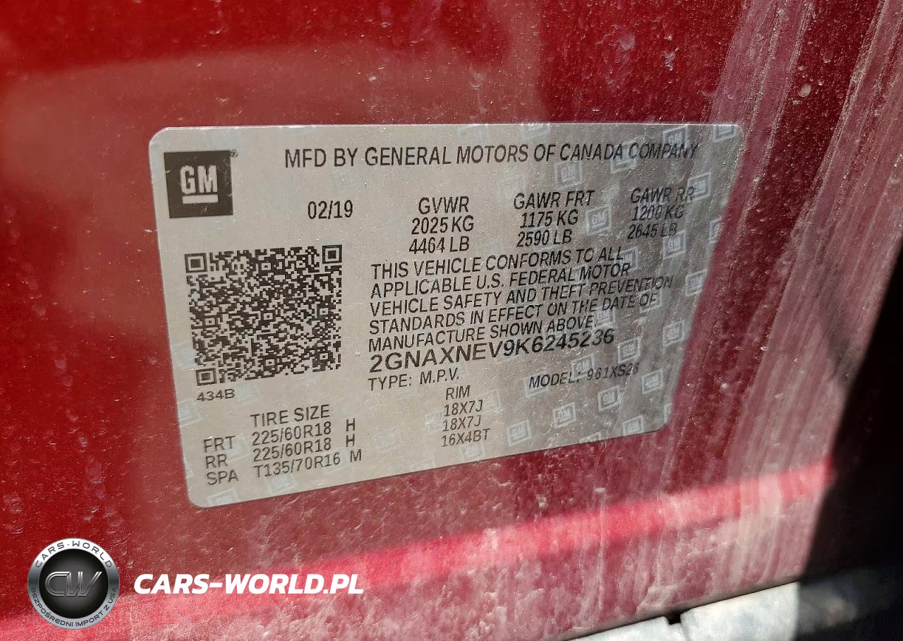 2019 Chevrolet Equinox Premier VIN:2GNAXNEV9K6245236 - 13