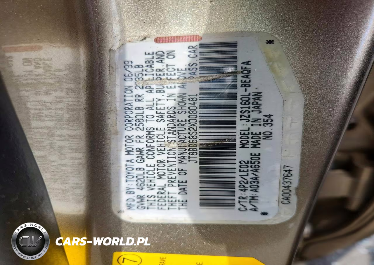 1999 Lexus Gs 300 VIN:JT8BD68S2X0080481 - 12