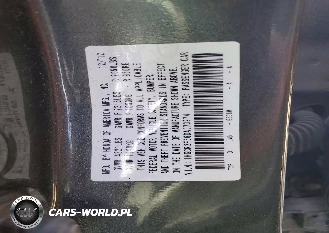 2013 Honda Accord Sport VIN:1HGCR2F56DA073974 - 13