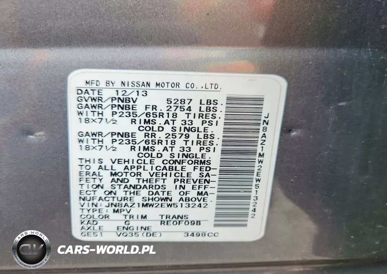 2014 Nissan Murano S VIN:JN8AZ1MW2EW513242 - 13