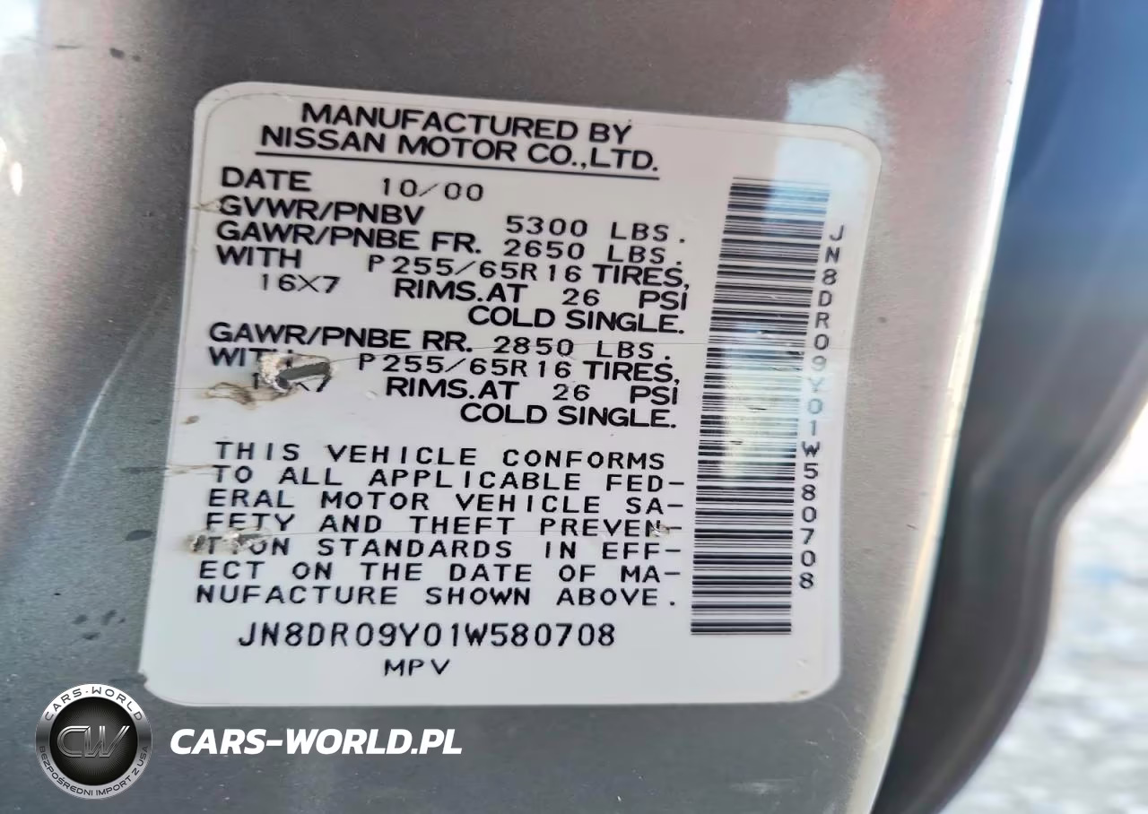 2001 Nissan Pathfinder Se VIN:JN8DR09Y01W580708 - 13