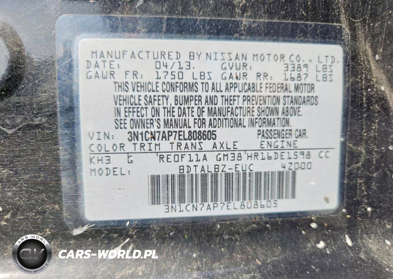 2014 Nissan Versa 1.6 S VIN:3N1CN7AP7EL808605 - 12