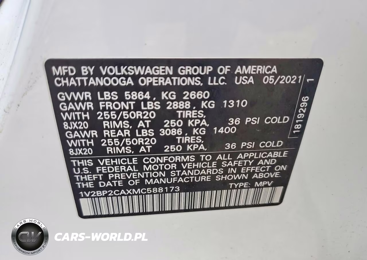 2021 Volkswagen Atlas Sel VIN:1V2BP2CAXMC588173 - 13