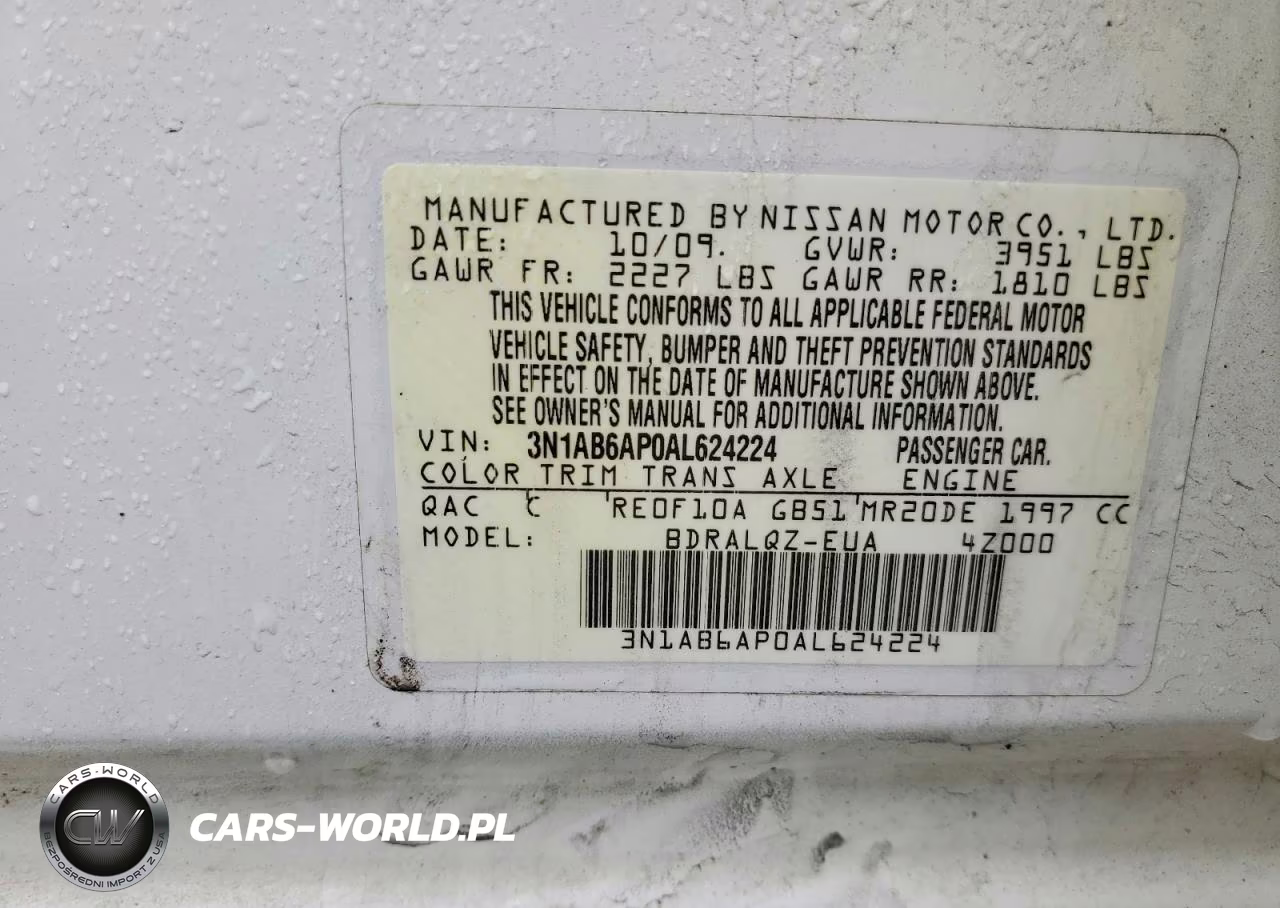 2010 Nissan Sentra 2.0 VIN:3N1AB6AP0AL624224 - 12