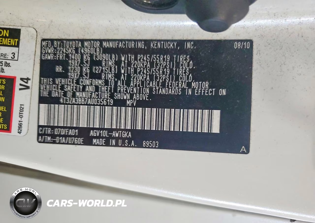 2010 Toyota Venza Fwd 4Cyl VIN:4T3ZA3BB7AU035619 - 13