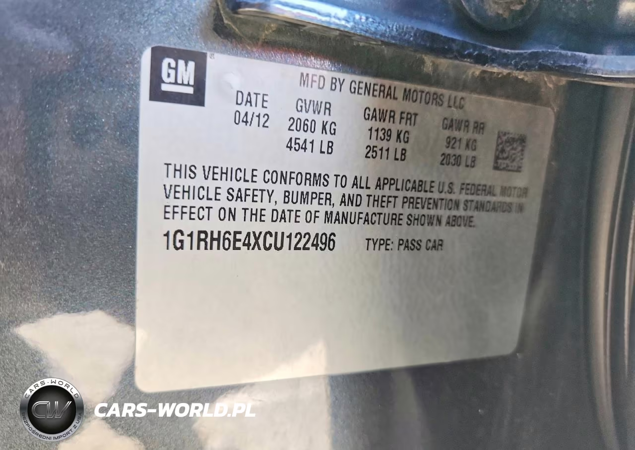 2012 Chevrolet Volt VIN:1G1RH6E4XCU122496 - 12