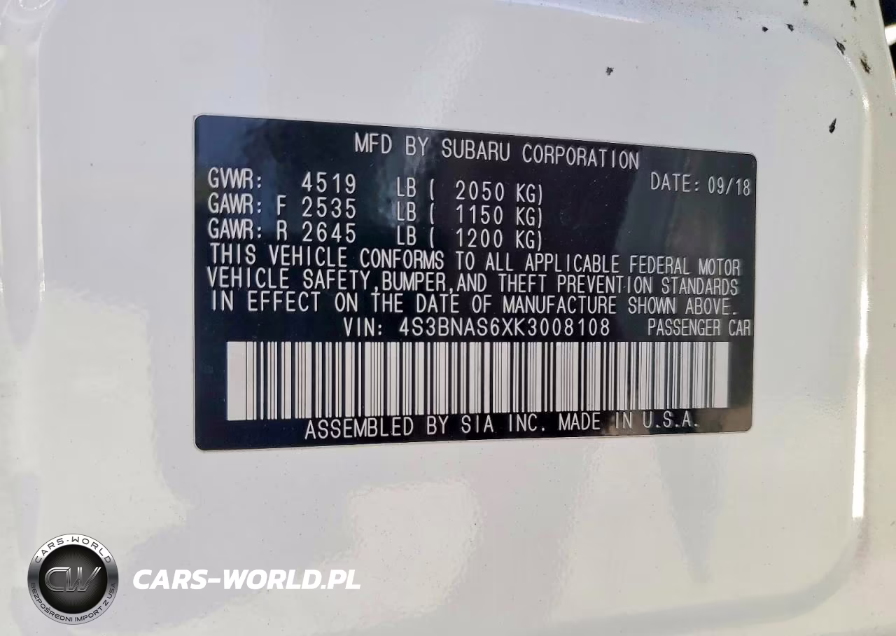 2019 Subaru Legacy Sport VIN:4S3BNAS6XK3008108 - 12