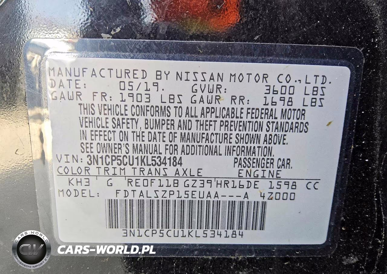 2019 Nissan Kicks Sv VIN:3N1CP5CU1KL534184 - 12