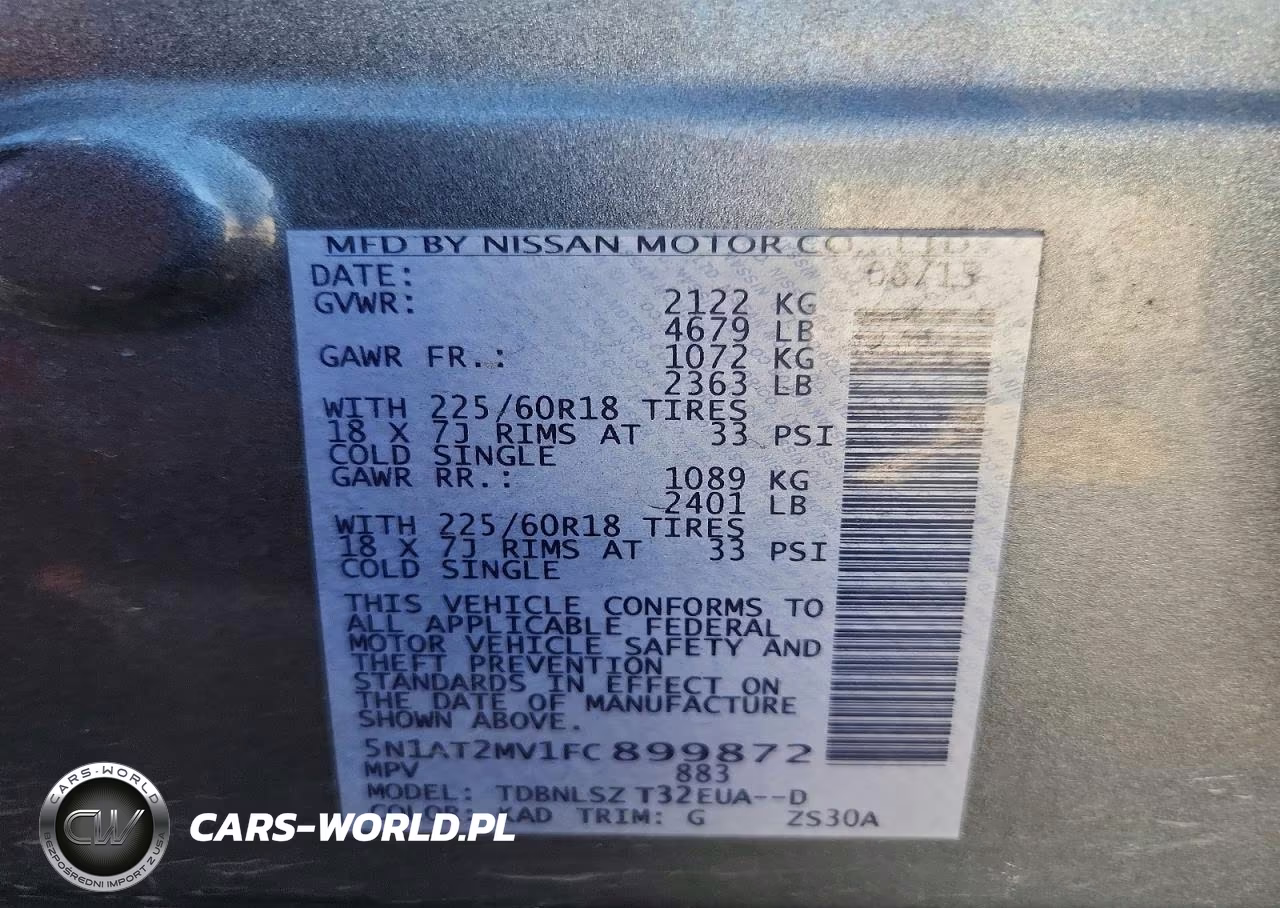 2015 Nissan Rogue Sl VIN:5N1AT2MV1FC899872 - 12