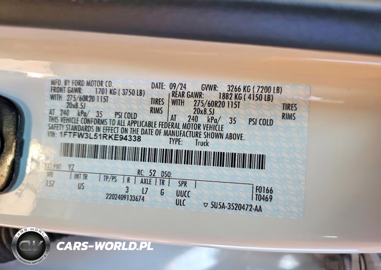 2024 Ford F150 Xlt VIN:1FTFW3L51RKE94338 - 12