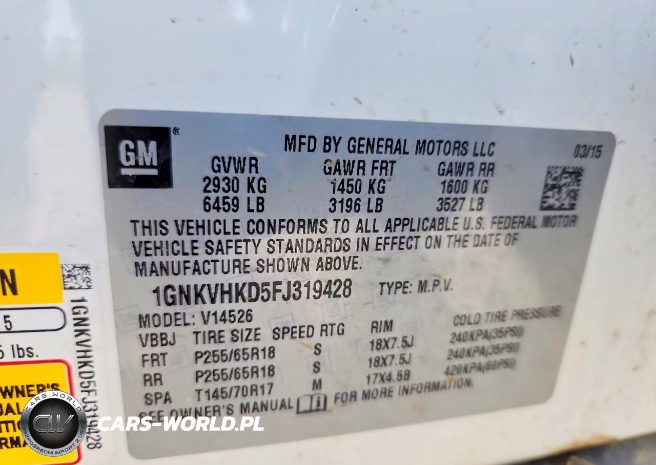 2015 Chevrolet Traverse Lt VIN:1GNKVHKD5FJ319428 - 13