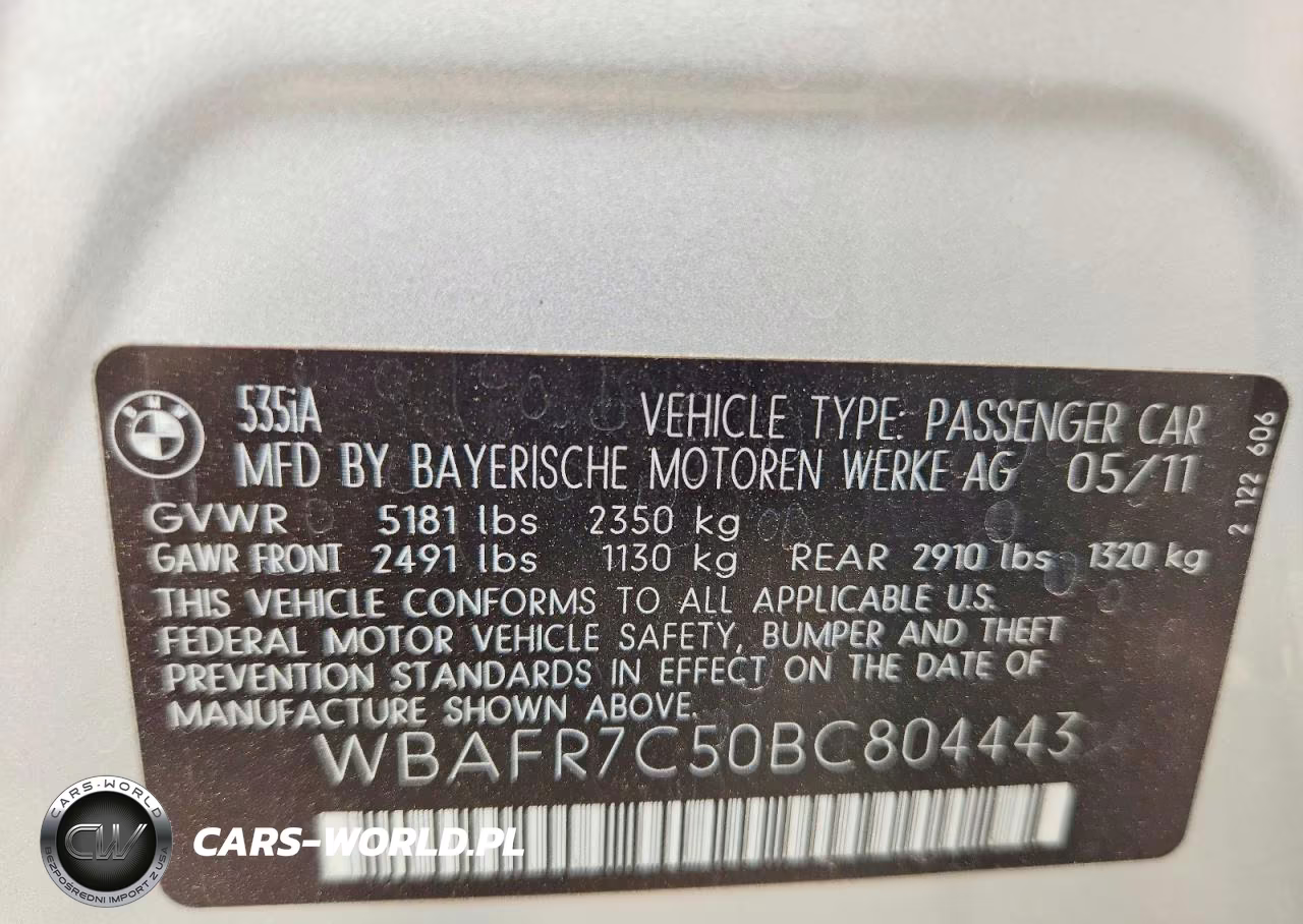 2011 BMW 535 I VIN:WBAFR7C50BC804443 - 12