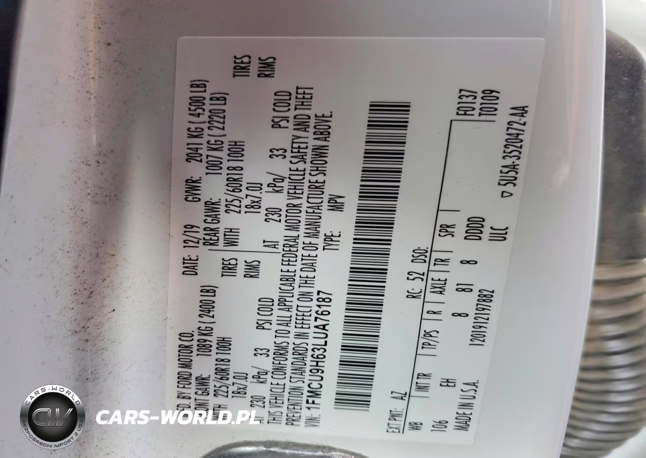 2020 Ford Escape Sel VIN:1FMCU9H63LUA76187 - 12