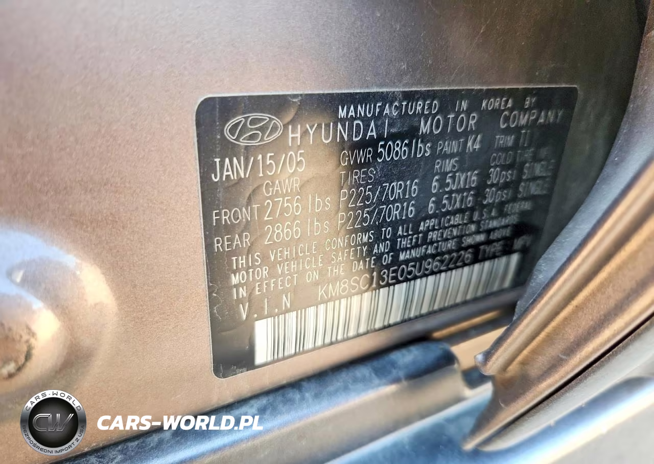 2005 Hyundai Santa Fe Gls-Lx VIN:KM8SC13E05U962226 - 12