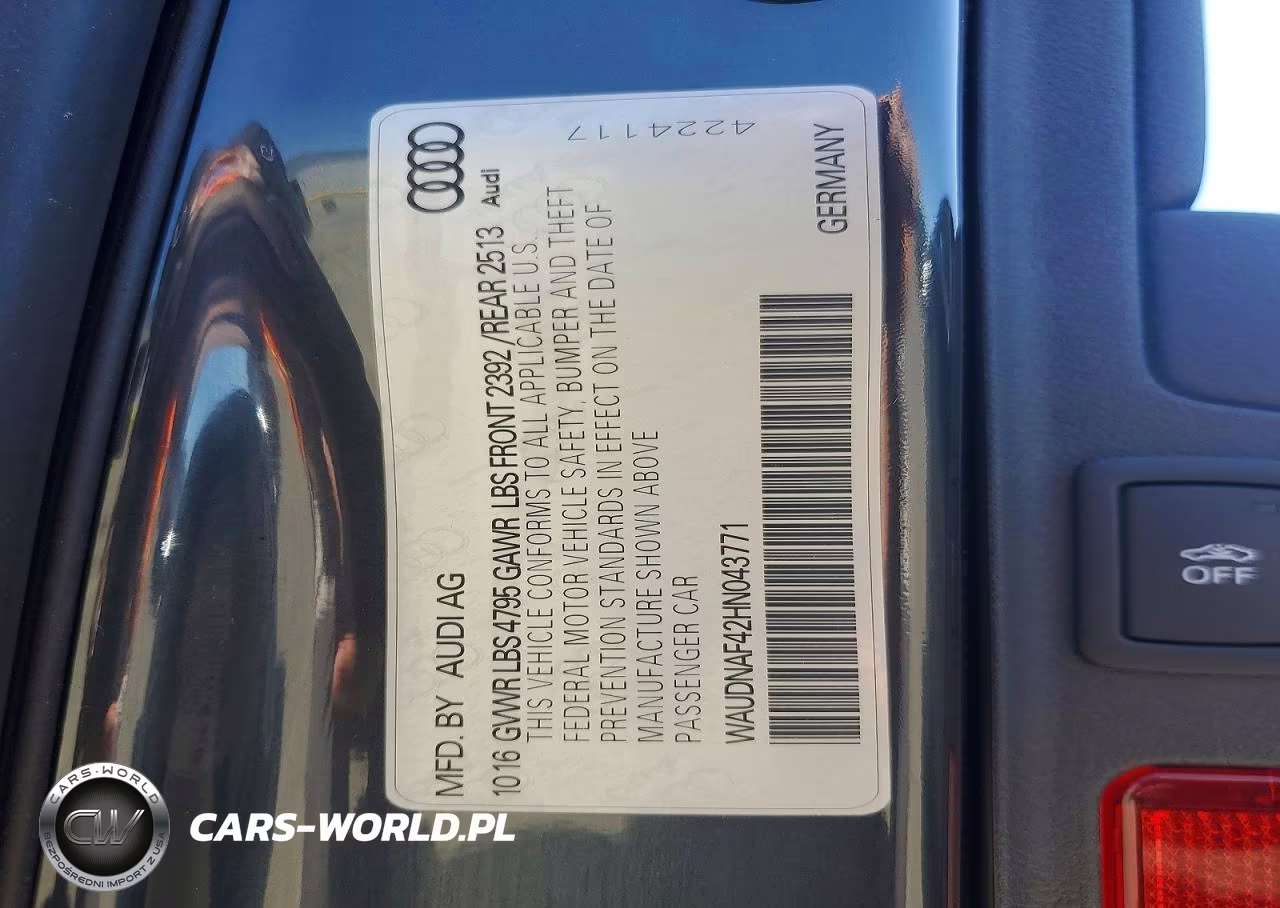 2017 Audi A4 Premium VIN:WAUDNAF42HN043771 - 12