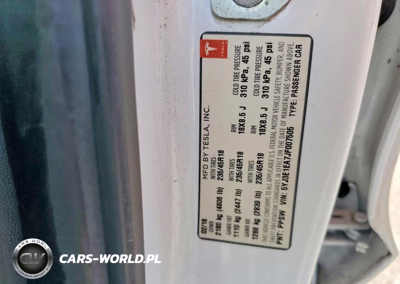 2018 Tesla Model 3 VIN:5YJ3E1EA7JF007505 - 12