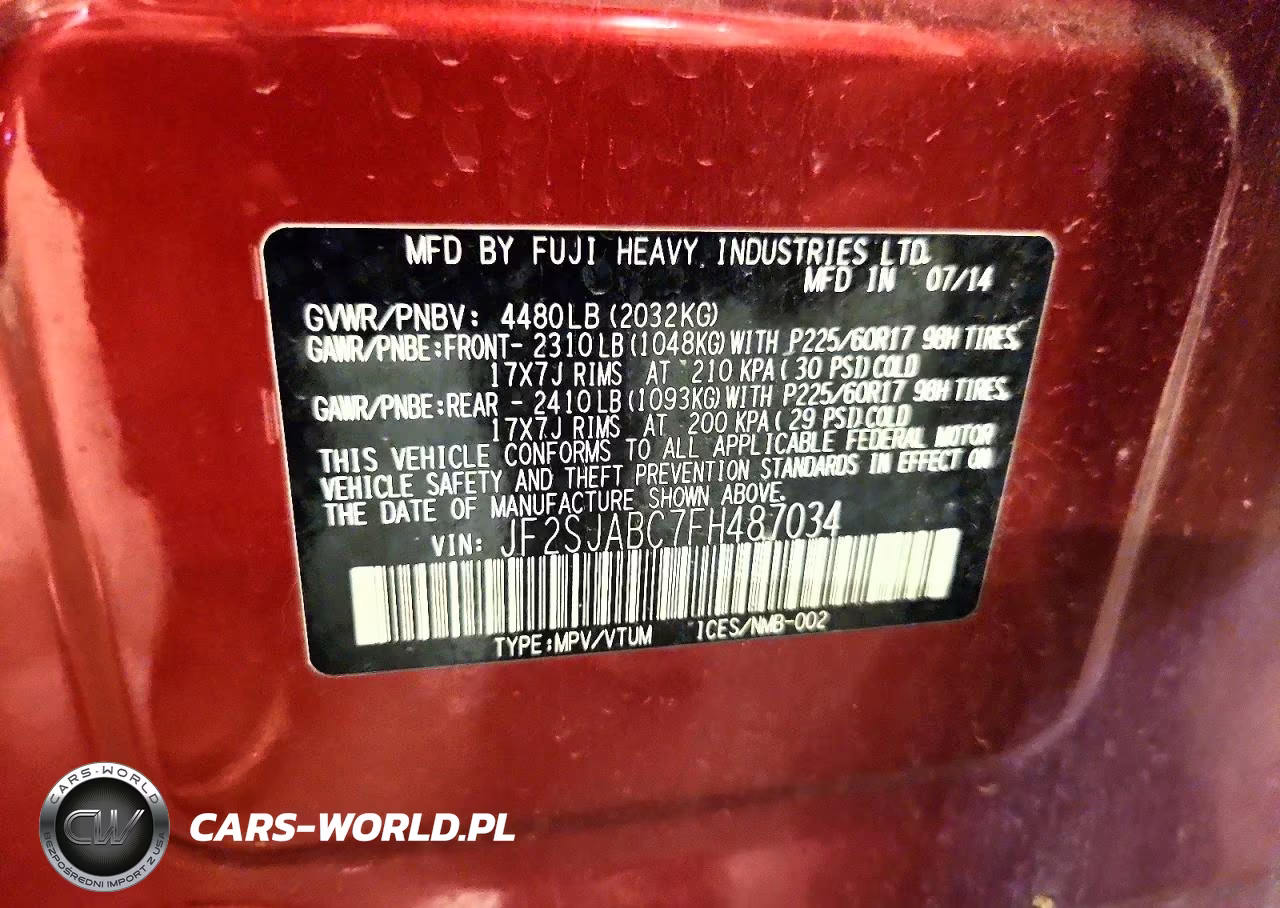 2015 Subaru Forester 2.5I VIN:JF2SJABC7FH487034 - 13