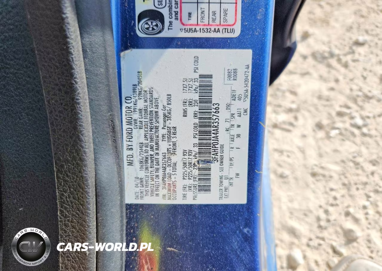 2010 Ford Fusion Sel VIN:3FAHP0JA4AR357663 - 12