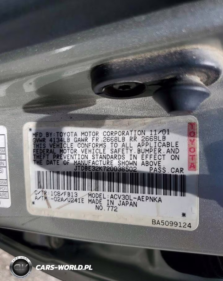 2002 Toyota Camry Le VIN:JTDBE32K720038502 - 12