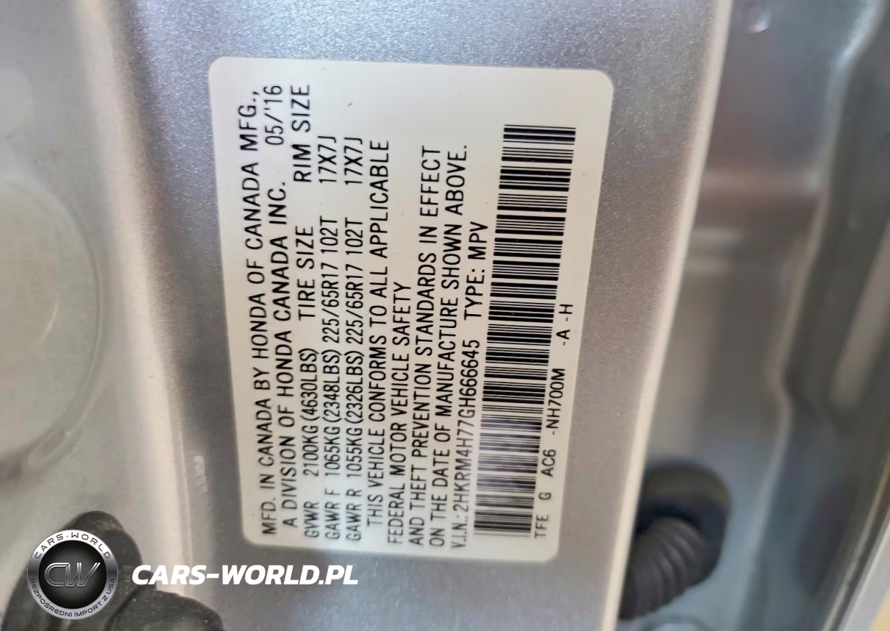 2016 Honda Cr-V Exl VIN:2HKRM4H77GH666645 - 13