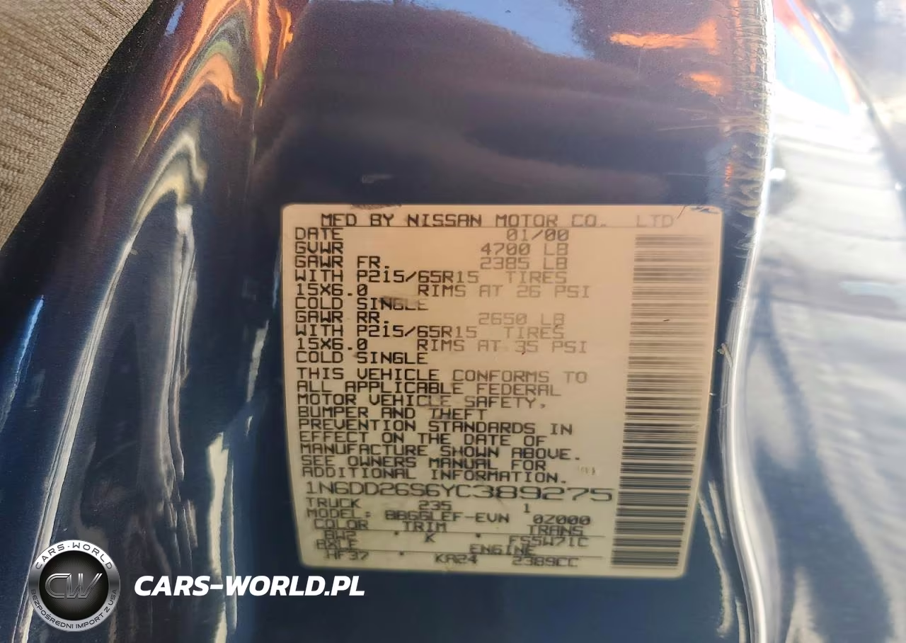 2000 Niss Frontier King Cab VIN:1N6DD26S6YC389275 - 12