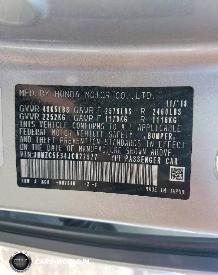 2018 Honda Clarity Touring VIN:JHMZC5F34JC022577 - 12