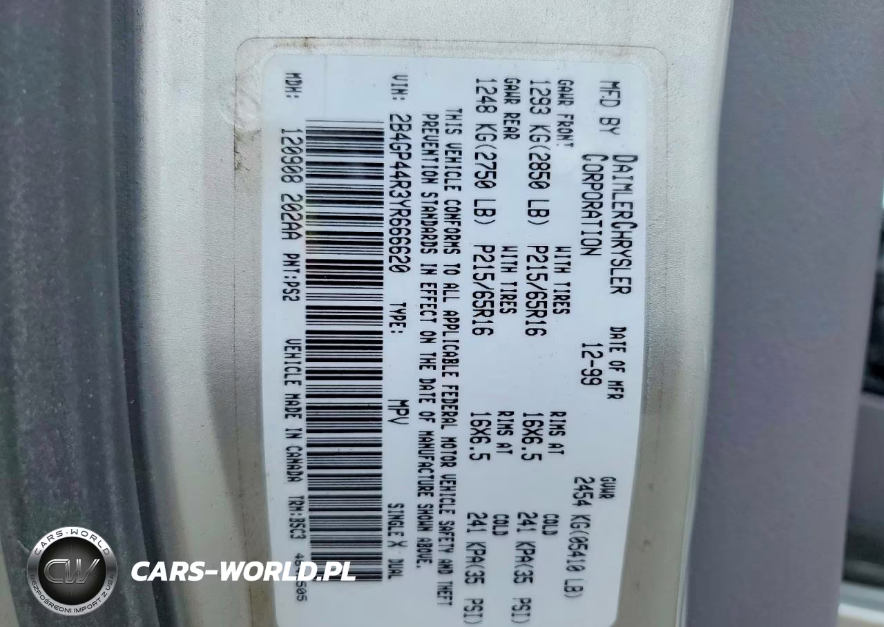 2000 Dodge Grand Caravan Se VIN:2B4GP44R3YR666620 - 13