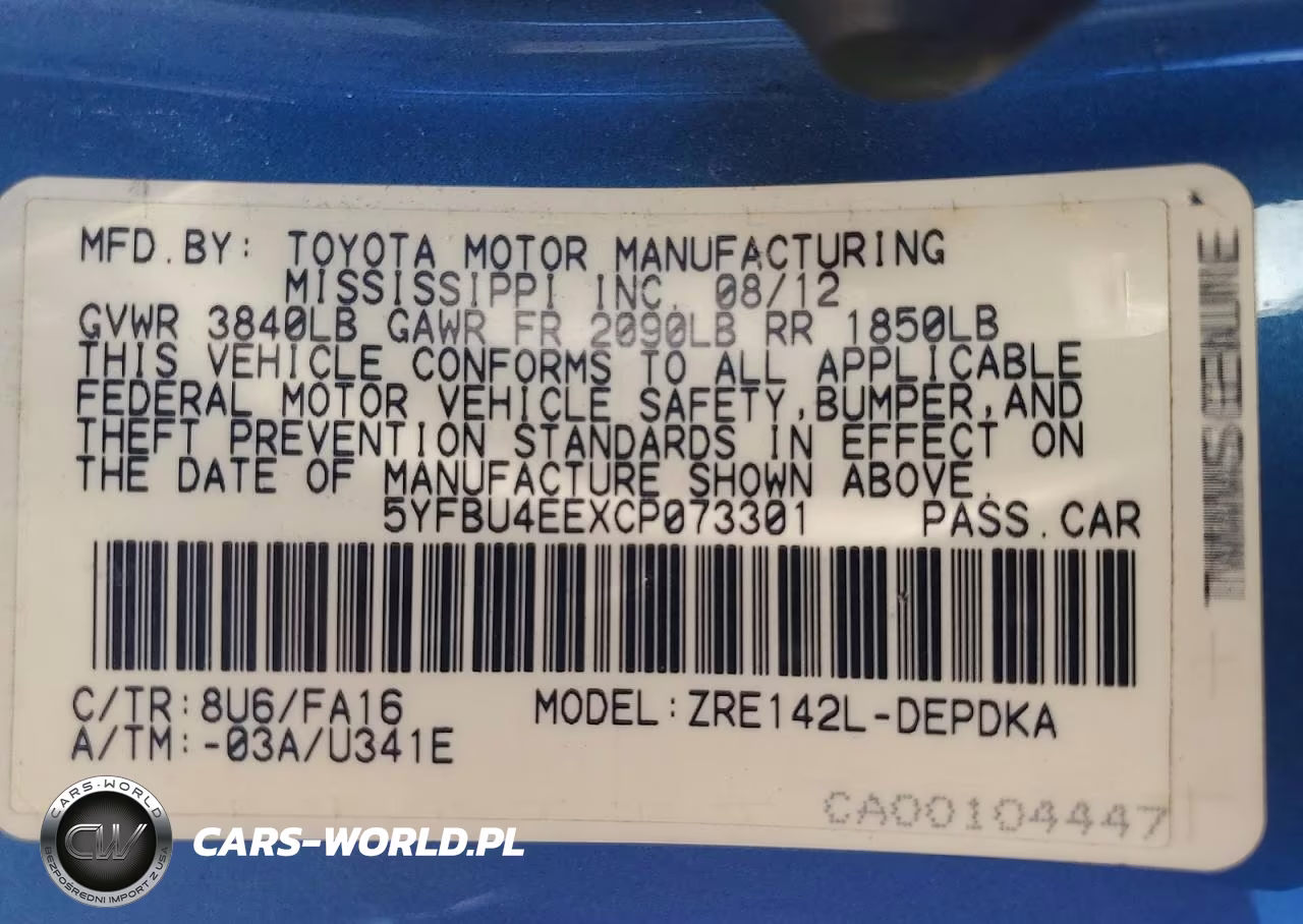 2012 Toyota Corolla L VIN:5YFBU4EEXCP073301 - 12