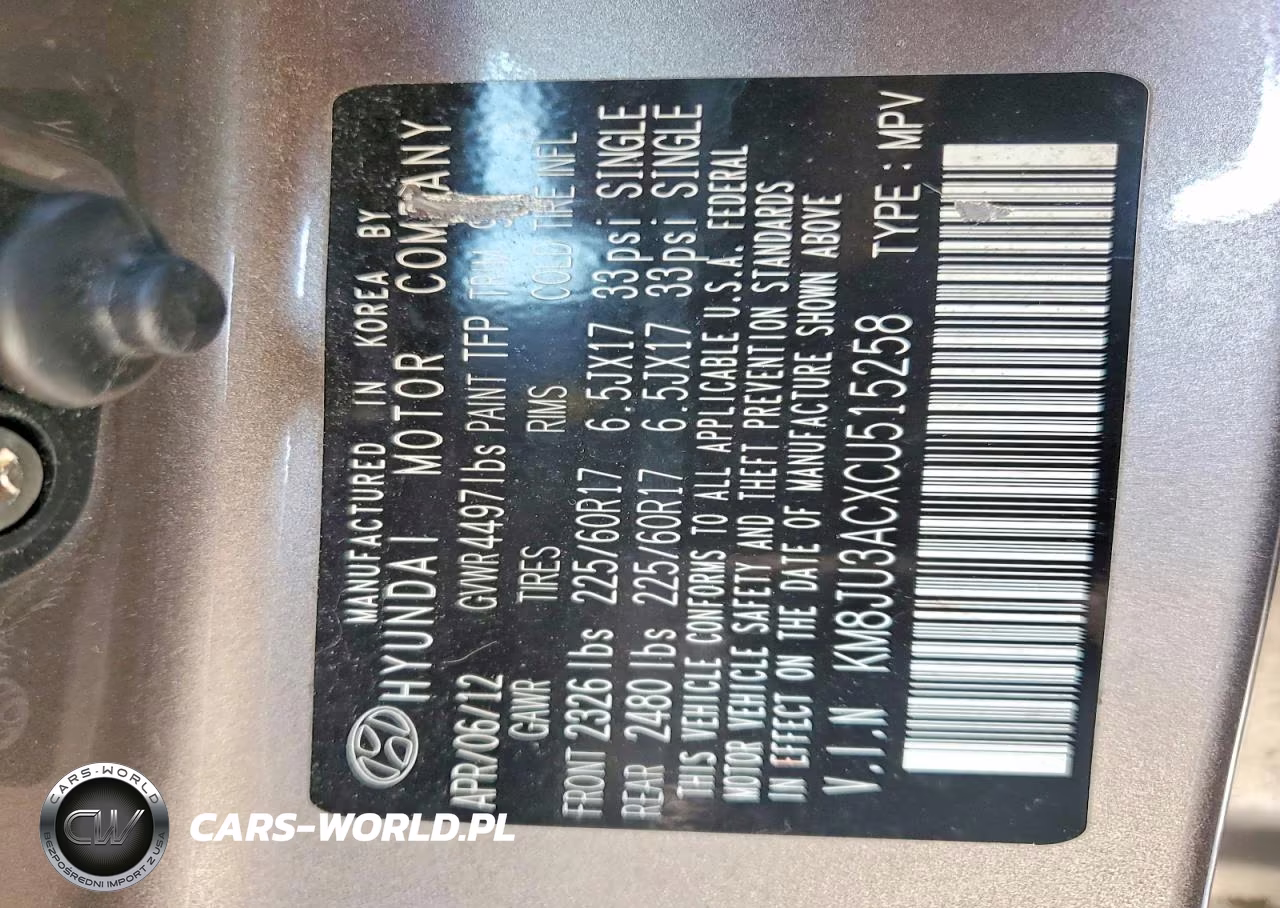 2012 Hyundai Tucson Gls VIN:KM8JU3ACXCU515258 - 12