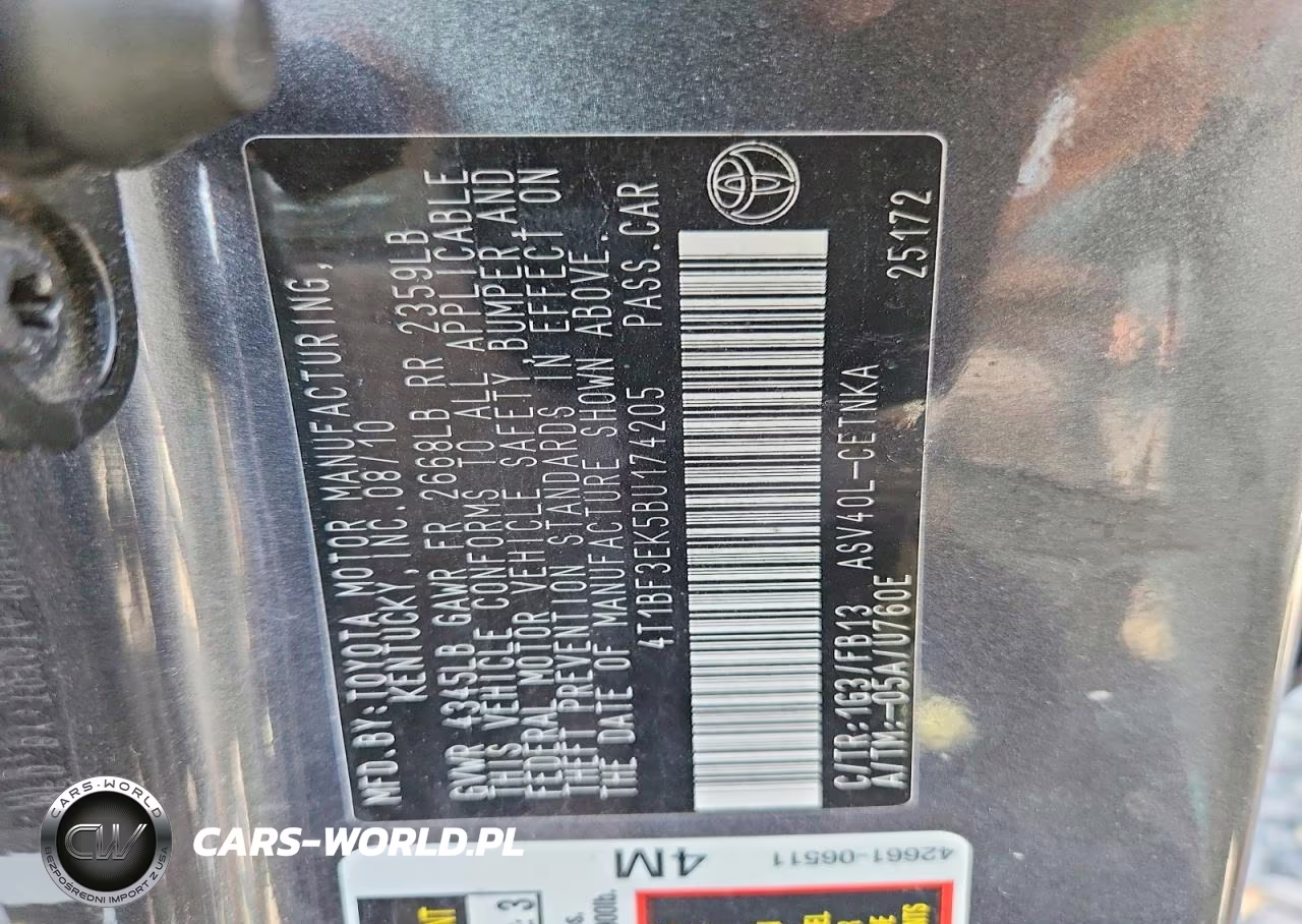 2011 Toyota Camry Le VIN:4T1BF3EK5BU174205 - 12