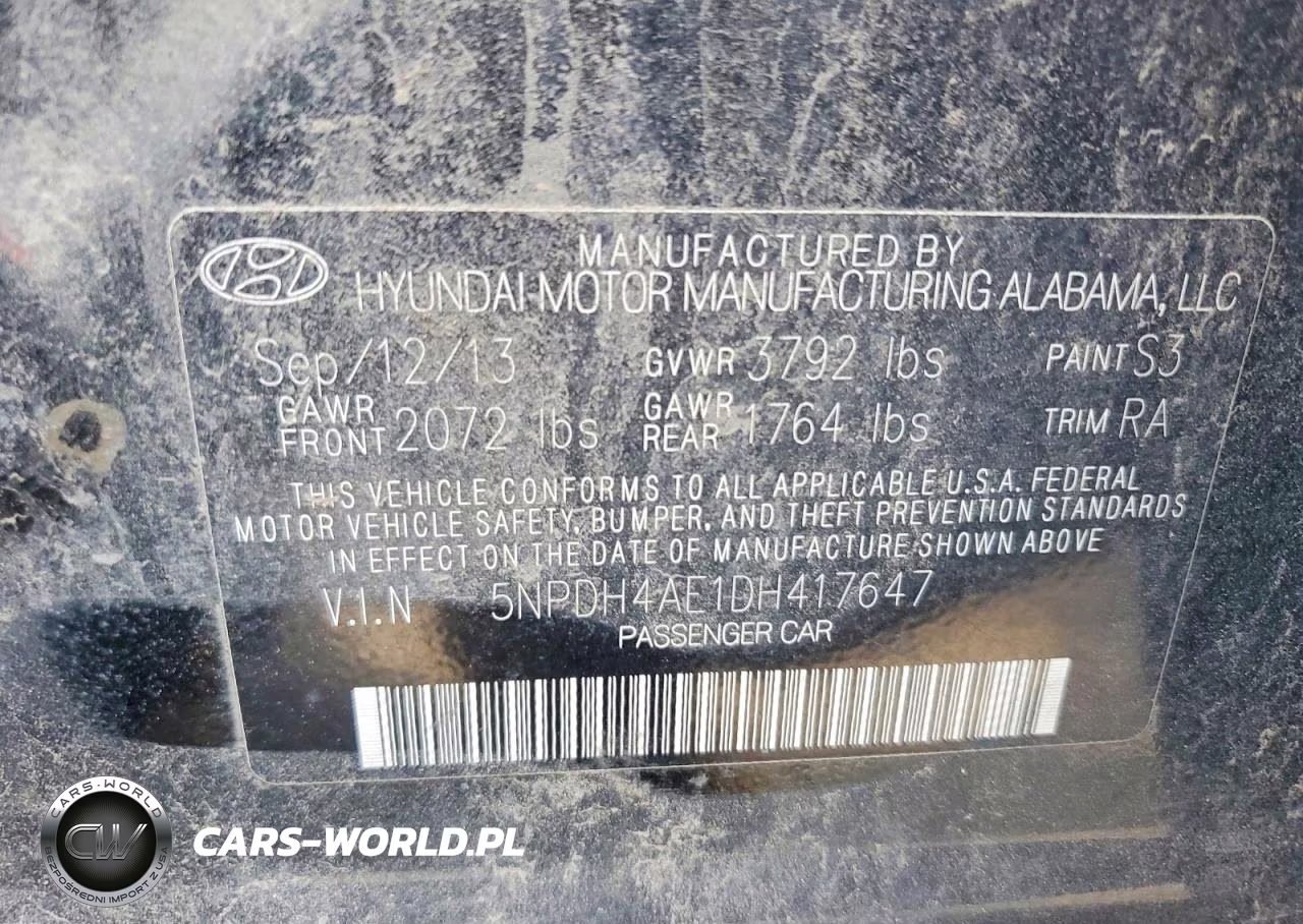 2013 Hyundai Elantra Gls VIN:5NPDH4AE1DH417647 - 12