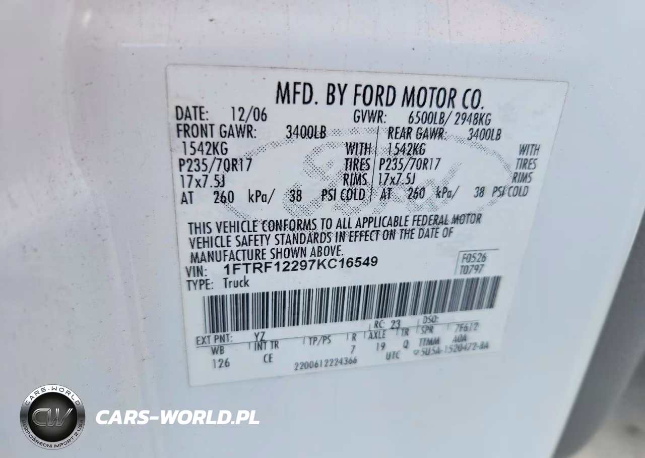 2007 Ford F150 VIN:1FTRF12297KC16549 - 12