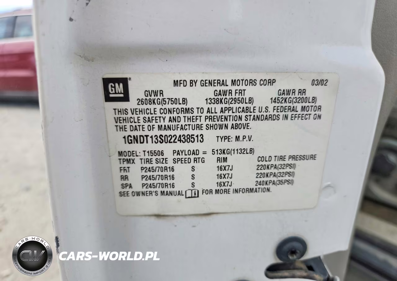 2002 Chevrolet Trailblazer VIN:1GNDT13S022438513 - 13