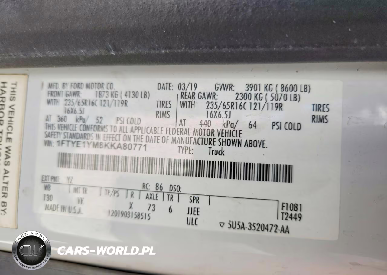 2019 Ford Transit VIN:1FTYE1YM8KKA80771 - 14