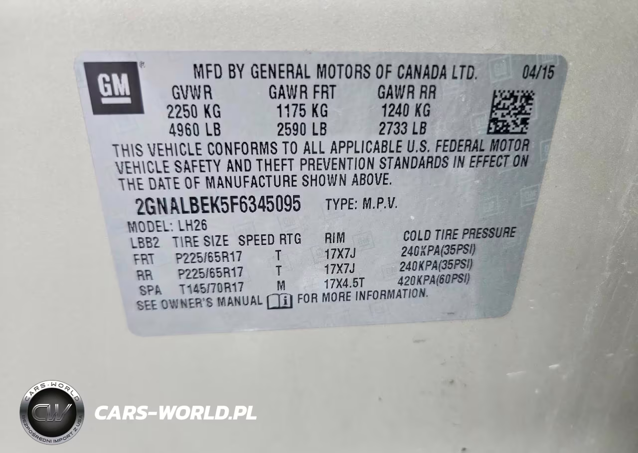2015 Chevrolet Equinox Lt VIN:2GNALBEK5F6345095 - 13